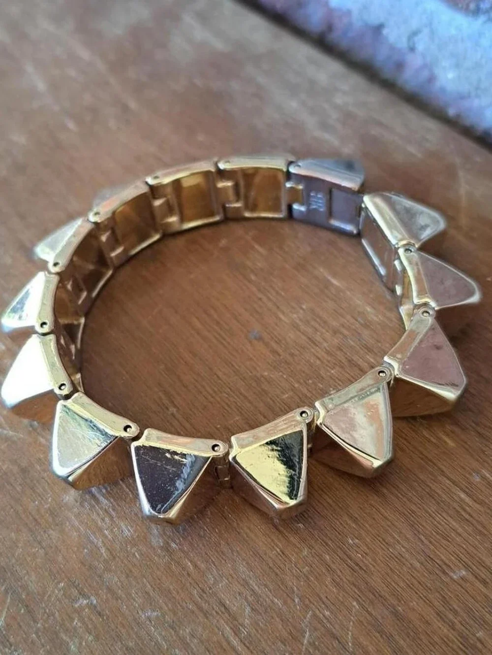 Gold Tone Hinged Pyramid Stud Bracelet